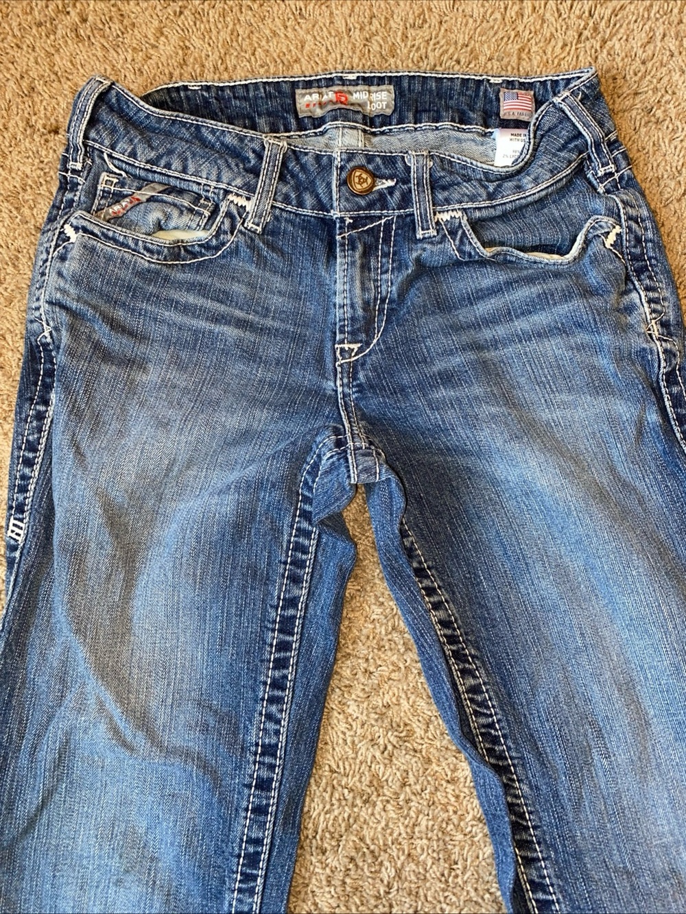 Ariat FR CAT2 Jeans Womens 28R Blue Mid Rise Boot Cut Flame Resistant Workwear - Picture 2 of 10